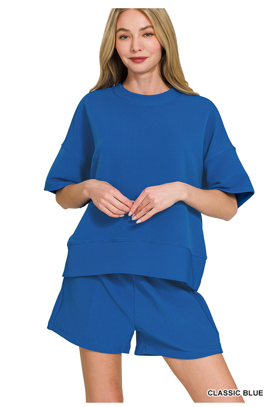 Royal Blue Zenana Set Ribbed