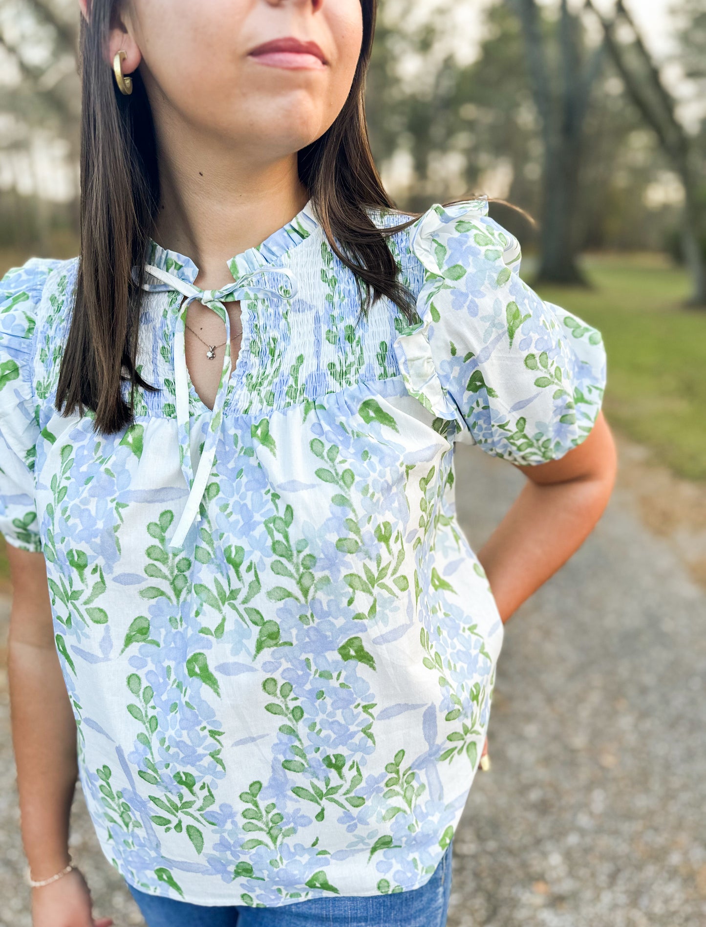 Blue Blossoms Top