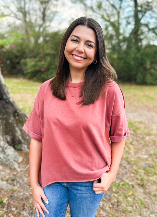 Rosewood Boxy Tee