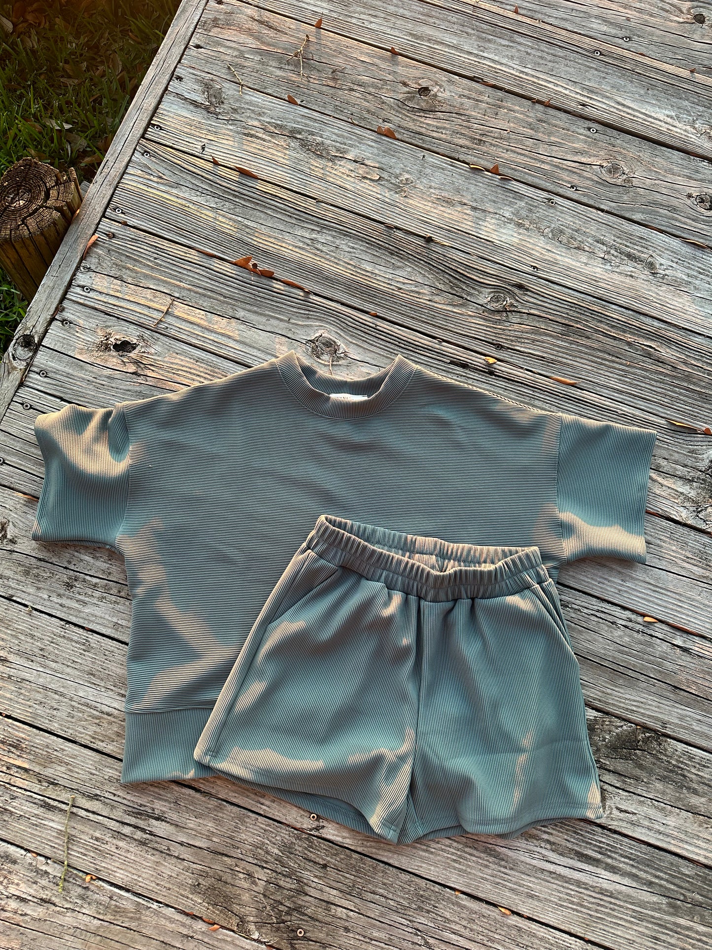 Zenana Ash Jade Ribbed Set