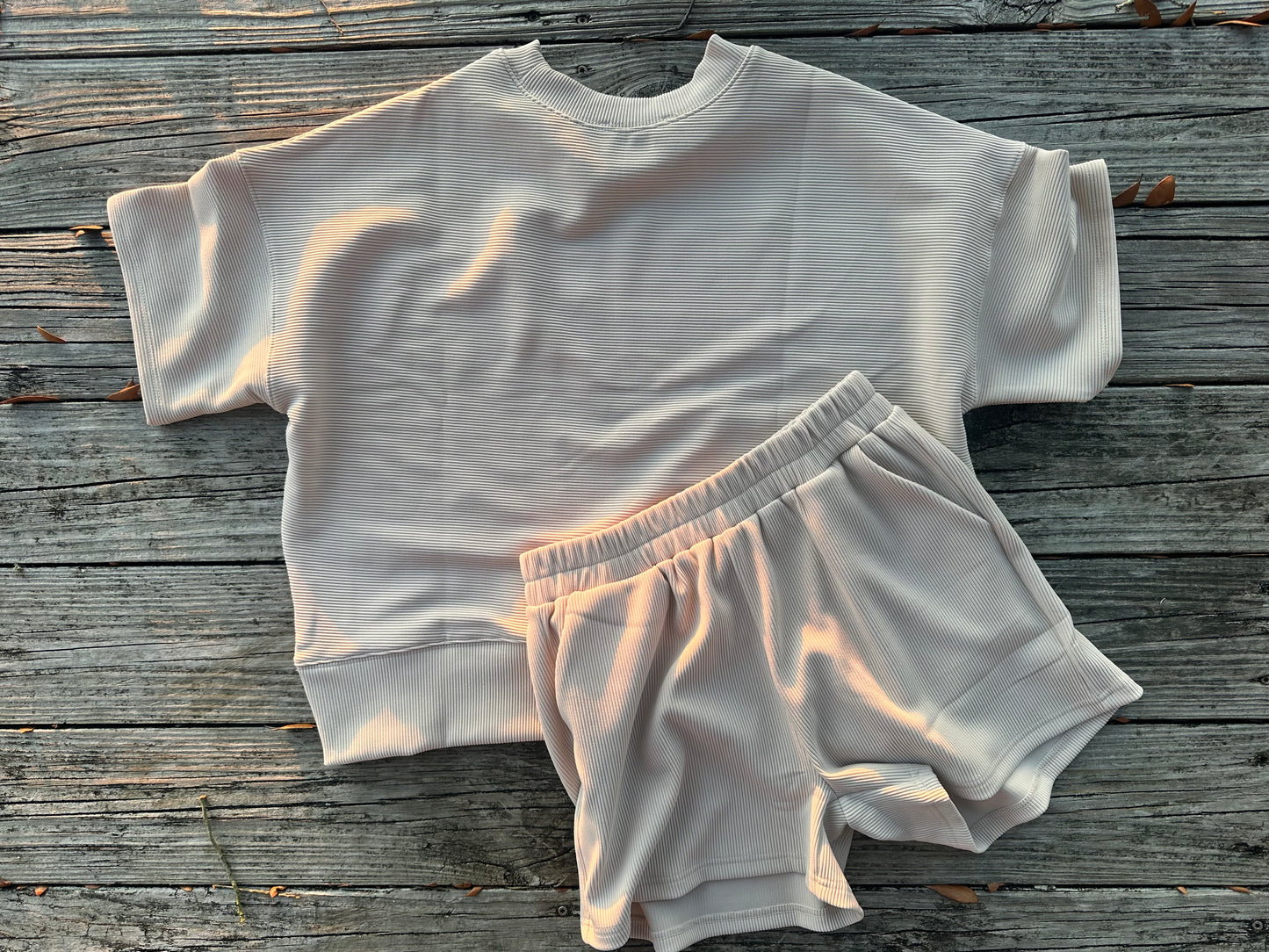 Zenana Ribbed Sand Beige Set