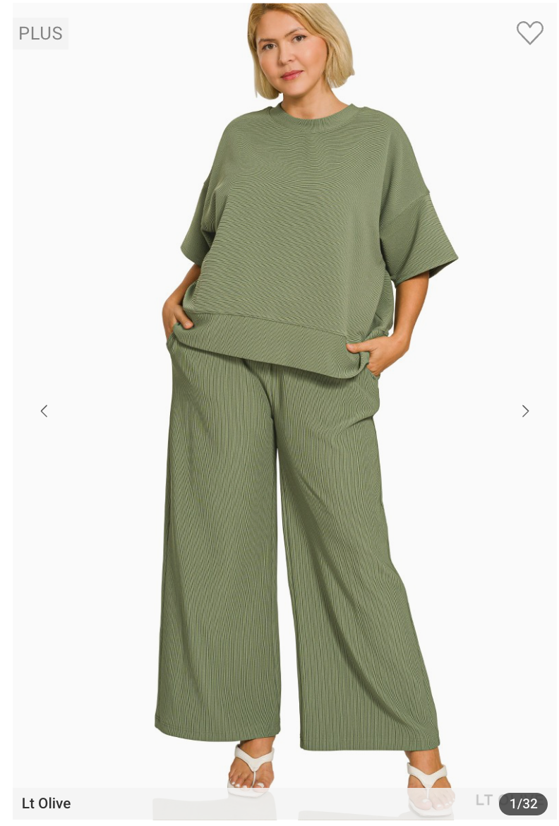 Zenana Ribbed Pants Set