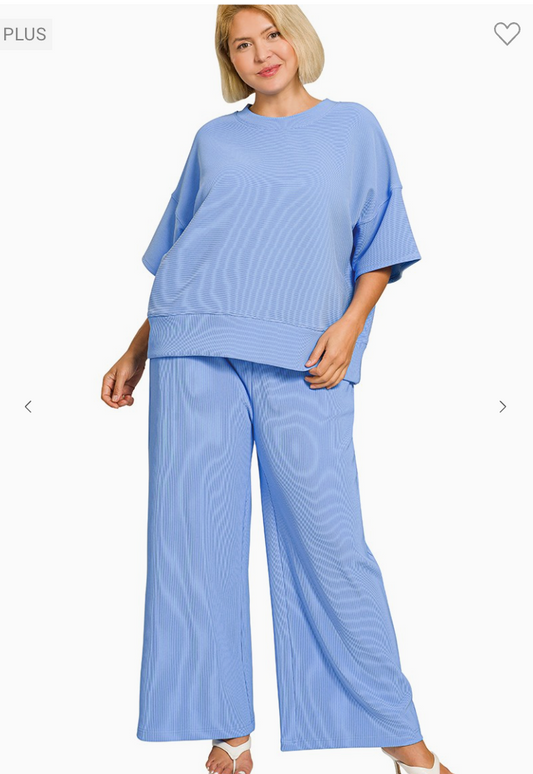 Zenana Ribbed Pants Set