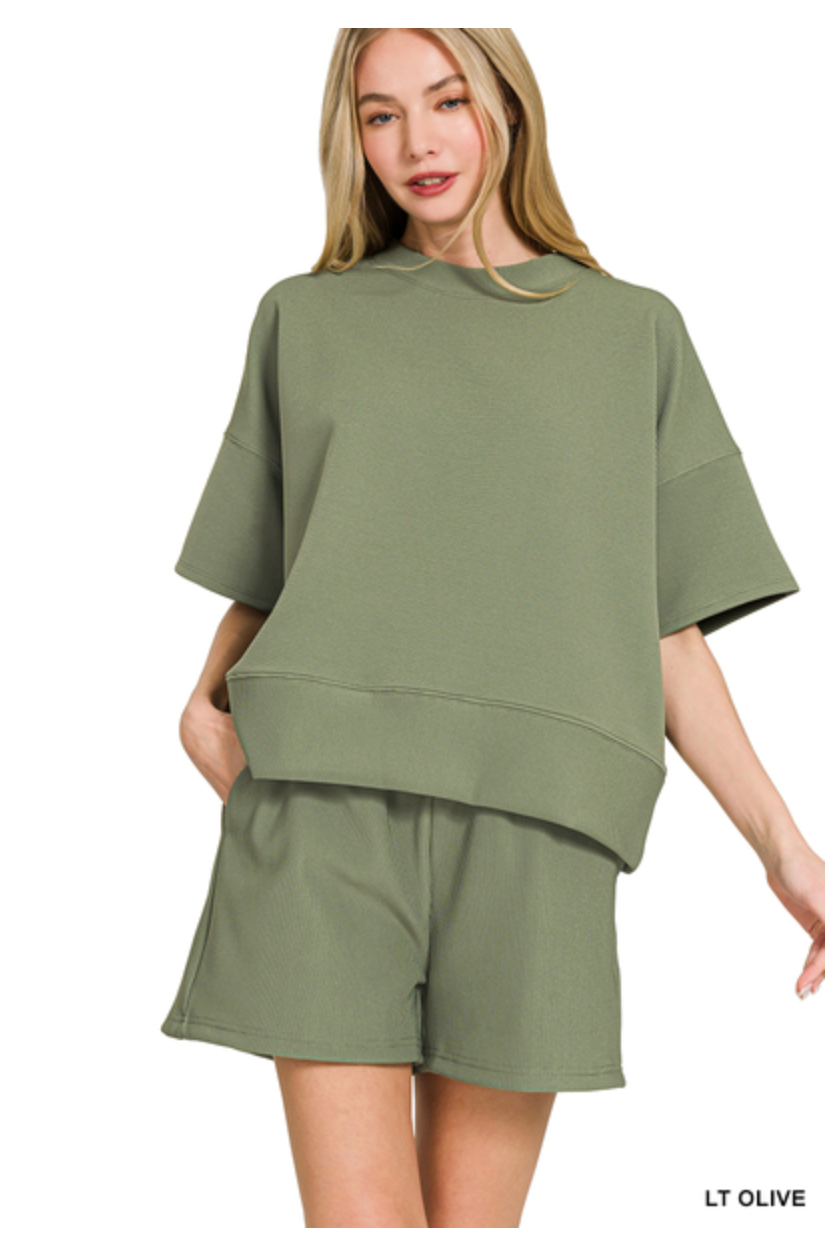 Zenana Olive Shorts Sets