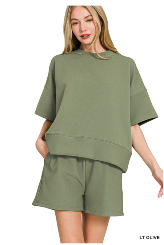 Zenana Olive Shorts Sets