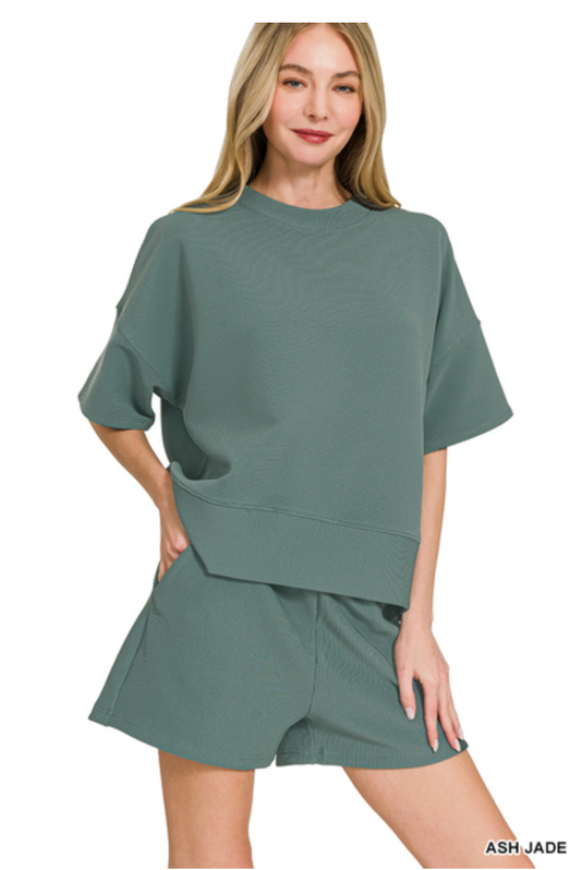 Zenana Ash Jade Ribbed Set