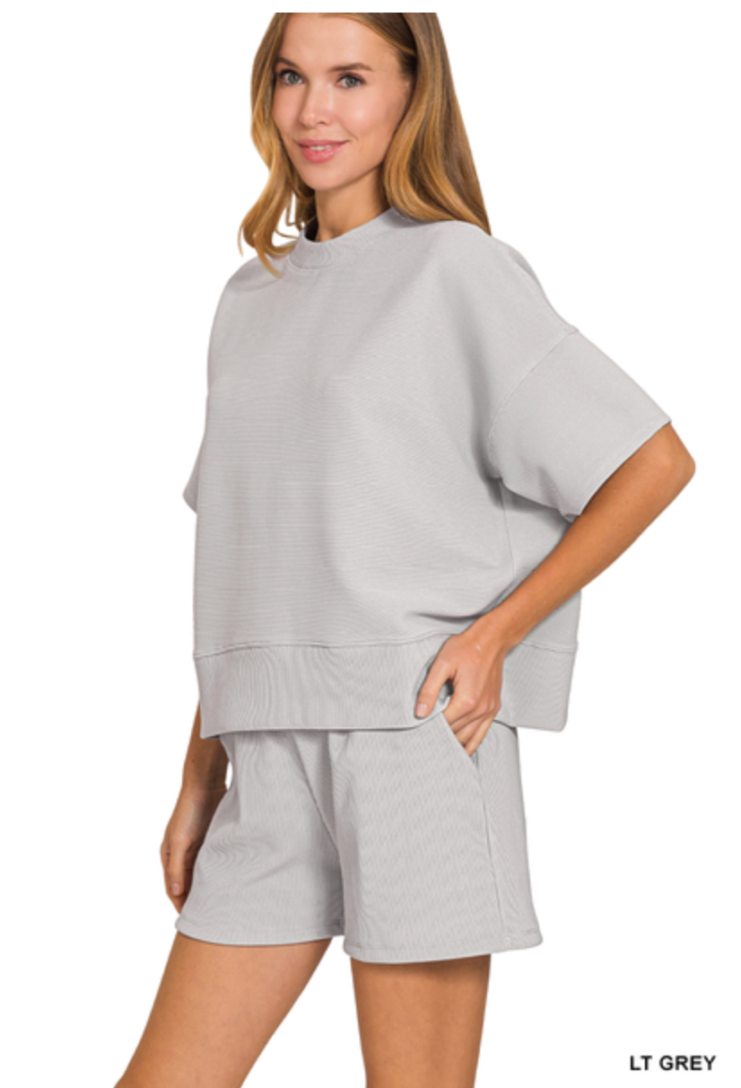 Zenana Light Gray Ribbed Set