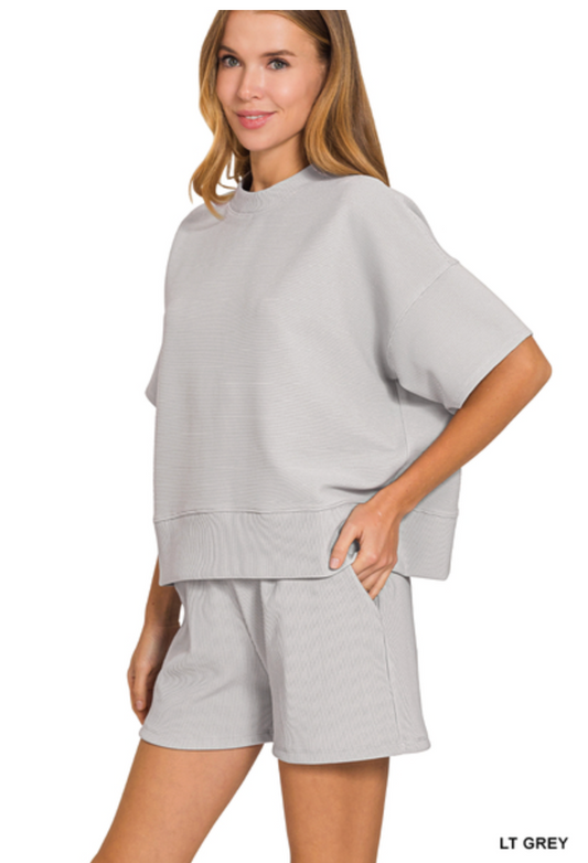 Zenana Light Gray Ribbed Set