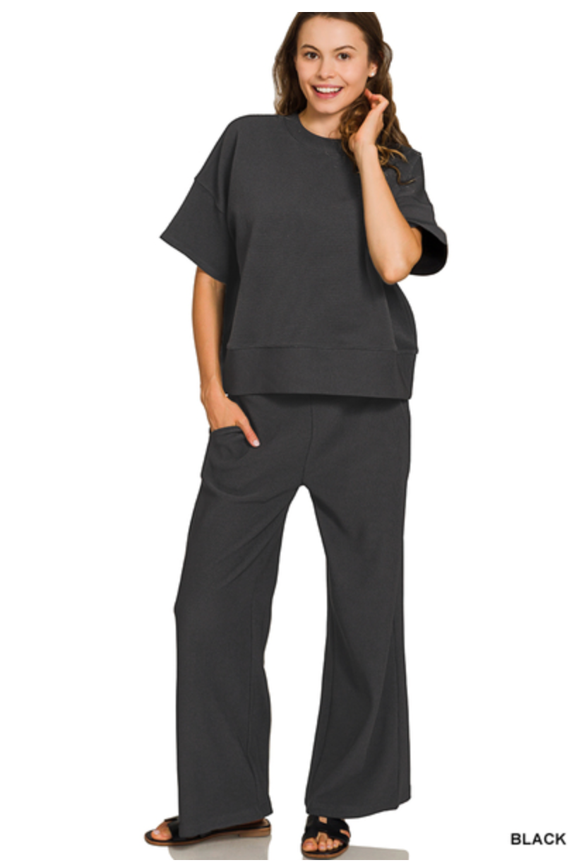 Zenana Ribbed Black Set