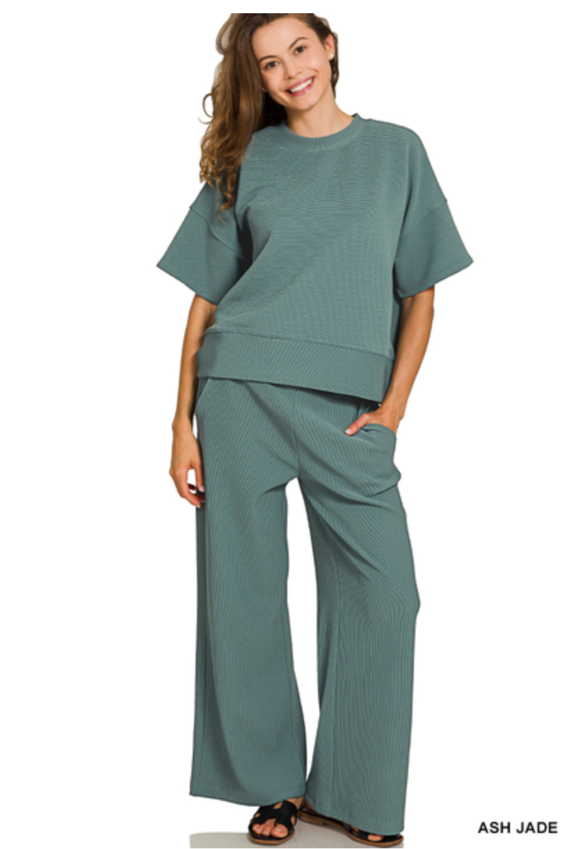 Zenana Ash Jade Pants Set