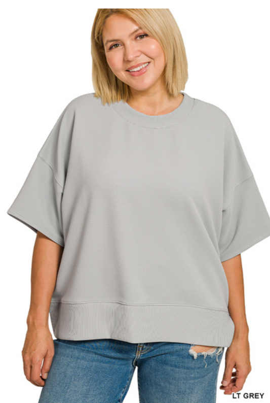 Zenana Ribbed Short Sleeve Top