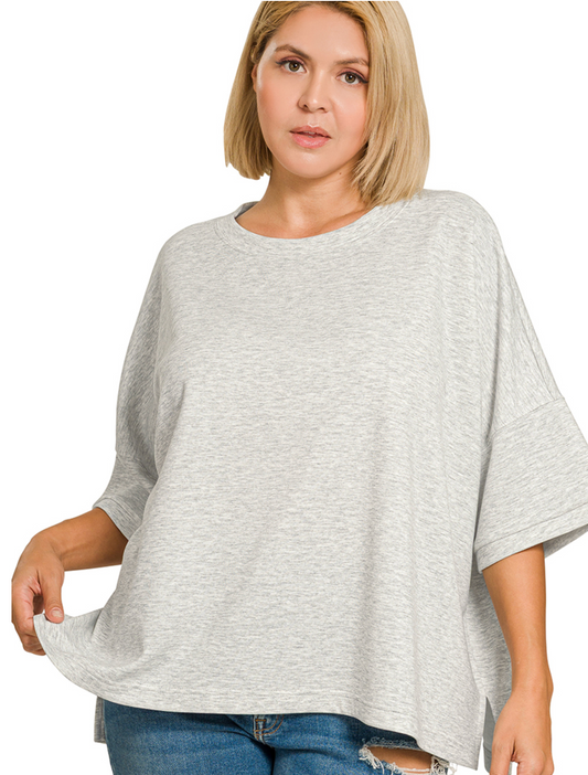 Zenana Light Gray Scuba Top