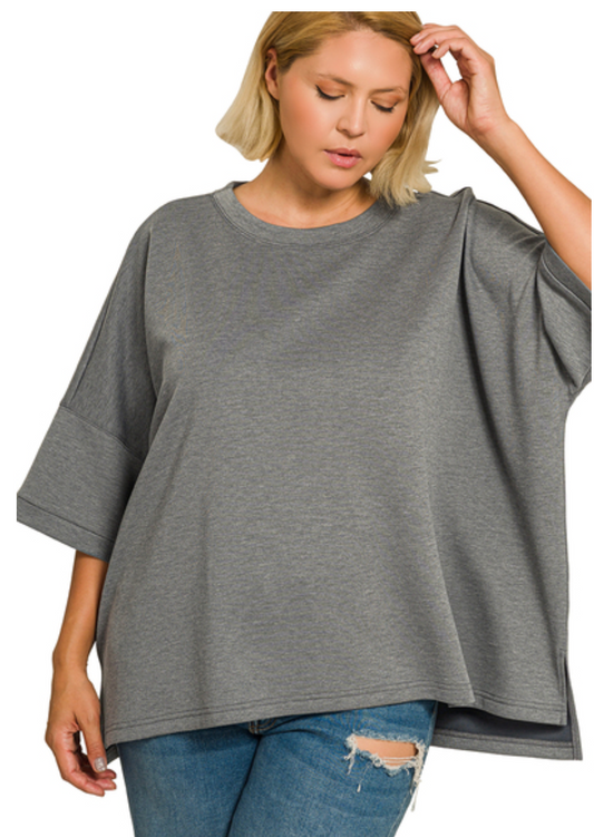 Zenana Dark Gray Scuba Top