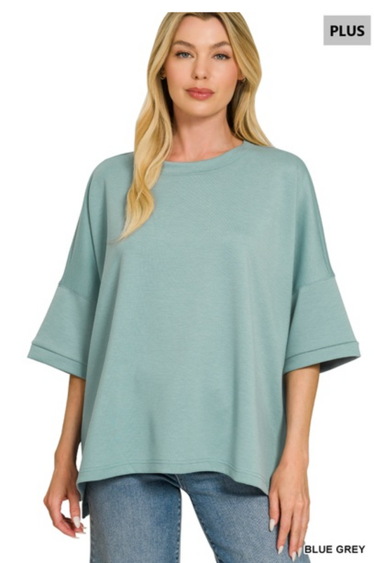 Zenana Light Green Scuba Top