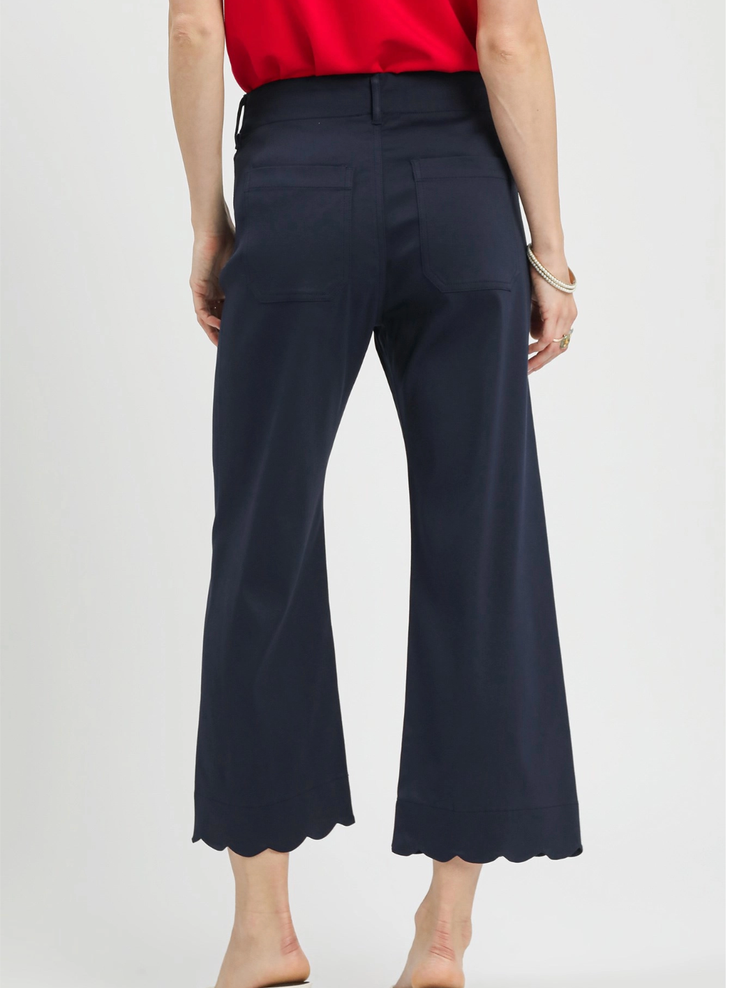 Navy Scallop Crop Pants